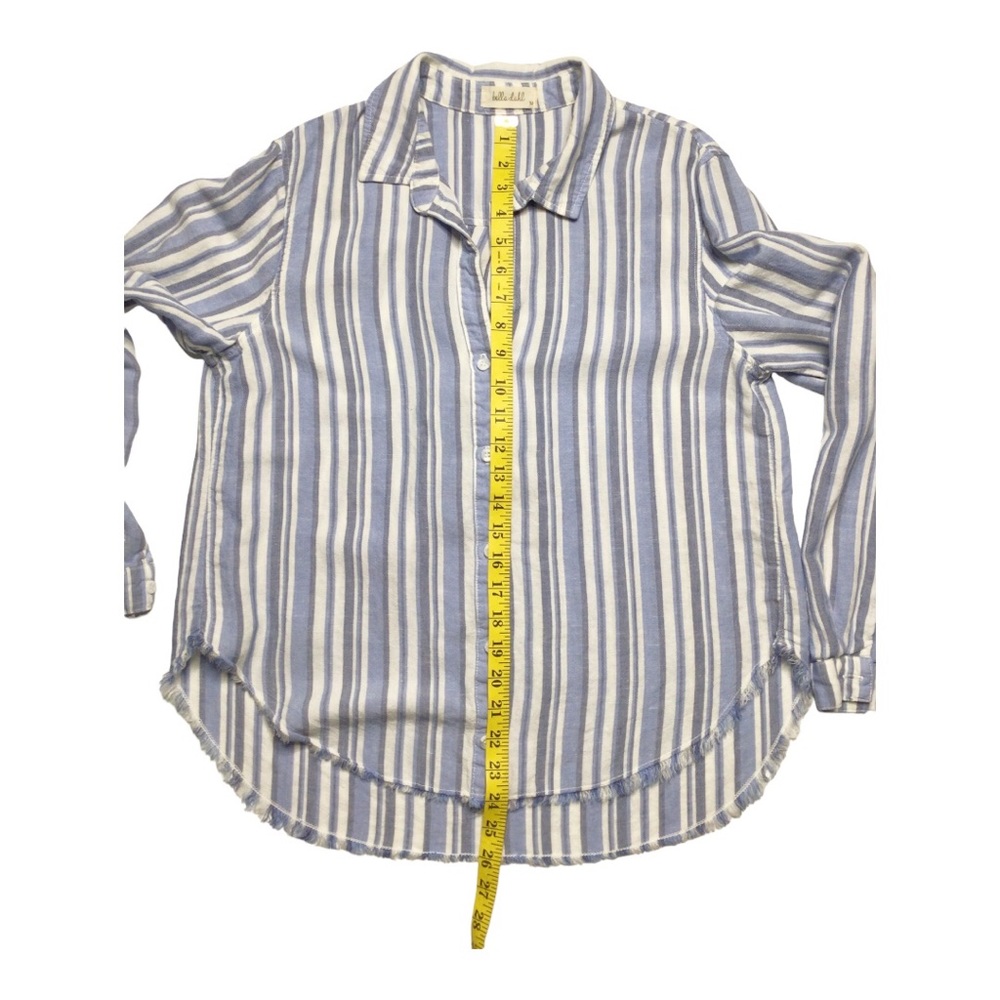 Bella Dahl Linen Blend Striped Long Sleeve Raw Hem Top Size M - Picture 8 of 10